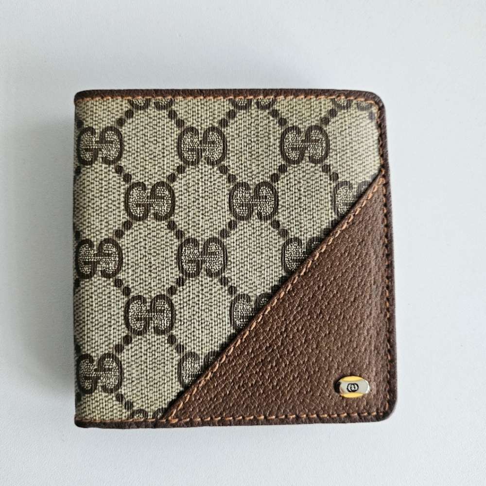 Gucci GG Supreme Coated Canvas & Leather Bifold Mens Wallet